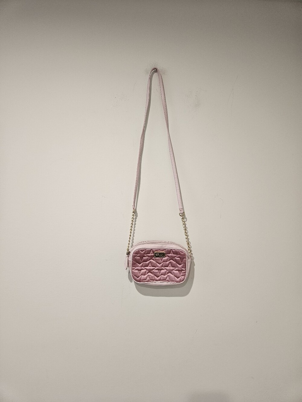 Betsey Johnson Pink Quilted Crossbody Bag with Chain Strap